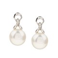 14k Gold Freshwater Pearl and Diamond Earrings
