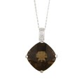 14k Gold Square Smokey Quartz Diamond Necklace