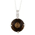 14k Gold Smokey Quartz and Diamond Necklace