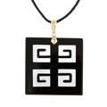 14k Gold Black Onyx and Mother of Pearl Necklace