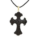 14k Gold Dyed Charcoal Jade Cross Necklace