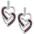 14k White Gold Ruby Double Heart Earrings