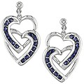 14k White Gold Sapphire and Diamond Heart Earrings