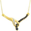 14k Gold Blue Sapphire Diamond Accent Necklace
