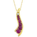 14k Yellow Gold Ruby with Diamond Accent Necklace
