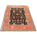Indian Sarouk Hand-knotted Black/ Peach Rug (10' x 14')