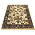 Indian Mahal Hand-knotted Gold/ Black Rug (9' x 12')