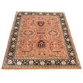 Indian Agra Hand-knotted Salmon/ Black Rug (9' x 12')