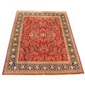 Indian Sarouk Hand-knotted Burgundy/ Black Rug (9' x 12')