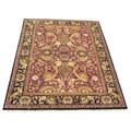 Indian Agra Hand-knotted Burgundy/ Black Rug (9' x 12')