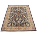 Indian Agra Hand-knotted Black/ Gold Rug (10' x 14')
