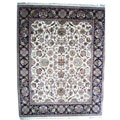Indian Mahal Hand-knotted Ivory/ Black Rug (5' x 7')