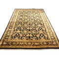 Indian Mahal Hand-knotted Black/ Gold Rug (16' x 27')