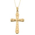 14k Yellow Gold Struck Cross Necklace