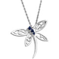 Sterling Silver Blue Sapphire Dragonfly Necklace