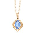 14k Yellow Gold Blue CZ Child Necklace