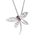 Sterling Silver Ruby Dragonfly Necklace