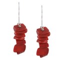 Sterling Silver Sea Bamboo Coral Dangle Earrings