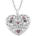 Silver Ruby and Sapphire Reversible Heart Necklace
