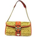 Michael Michael Kors Santorini Orange Straw Chain Clutch