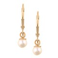 14k Gold Child Drop Pearl Leaverback Earrings