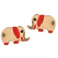 14k Gold and Red Enamel Elephant Child Earrings