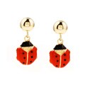 14k Yellow Gold Lady Bug Stud Earrings