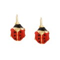 14k Yellow Gold Lady Bug Leverback Earrings