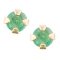 14k Yellow Gold Emerald Child Earrings