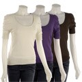 August Silk Women's Elbow Sleeve Scoop Neck Top