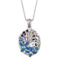 Chateau D' Argent Sterling Silver Gemstone Locket Necklace
