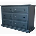 Solid Wood Black 6-drawer Double Dresser