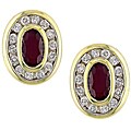 14k Gold Oval Ruby and 1/4ct TDW Diamond Earrings