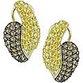 14k Gold Sapphire 1ct TDW Brown Diamond Earrings