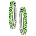 10k White Gold Green Garnet Hoop Earrings