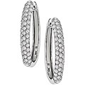 10k White Gold White Sapphire Hoop Earrings