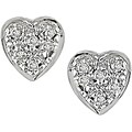 14k White Gold Diamond Heart Earrings