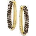 10k Yellow Gold Smokey Quartz Hoop Earrings