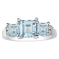 10k White Gold 3-Stone Blue Topaz Ring (J/K, I2/I3 )