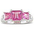 10k White Gold 2 1/4ct 3-Stone Pink Topaz Ring ( J/K, I2/I3 )