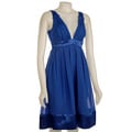 Democracy Blue Banded Silk Chiffon Evening Dress