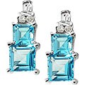 10k White Gold Blue Topaz and Diamond Earrings ( J/K, I2/I3 )