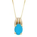 Chateau D' Argent Sterling Silver Vermeil Turquoise and CZ Necklace