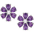 10k 1/6ct Diamond and Amethyst Flower Earrings