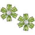 10k 1/6ct Diamond and Peridot Flower Earrings
