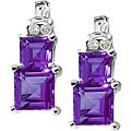 10k White Gold Amethyst and Diamond Earrings (J/K, I2/I3 )
