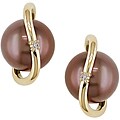 14k .01ct Diamond and Brown Pearl Earrings