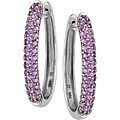 10k White Gold and Amethyst Hoop Earrings
