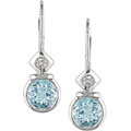 14k Gold Blue Topaz and 1/10ct TDW Diamond Earrings