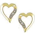 14k Yellow Gold .01ct Diamond Heart Earrings